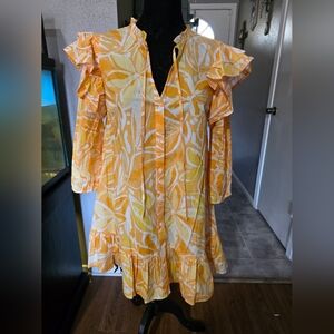 Sugarlips Orange and White Ruffle Mini Dress